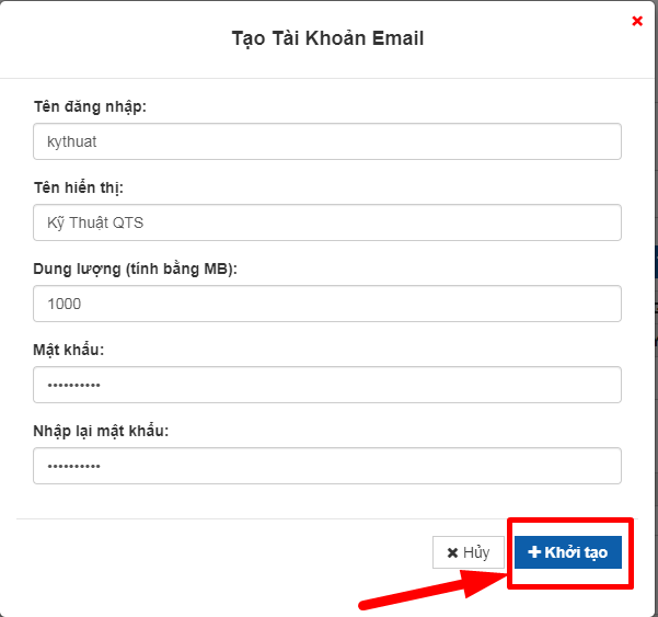 HƯỚNG DẪN TẠO TÀI KHOẢN EMAIL SERVER